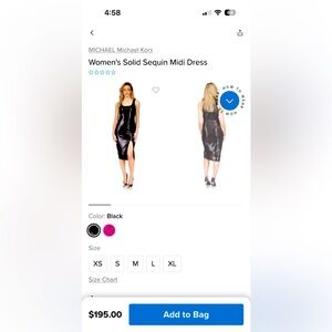 Black Sequin Michael Kors Midi with Split - Size Medium NEW